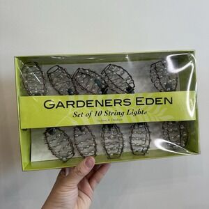 Gardeners Eden Set Of 10 String Lights Indoor Outdoor 67" New Bronze Pearls
